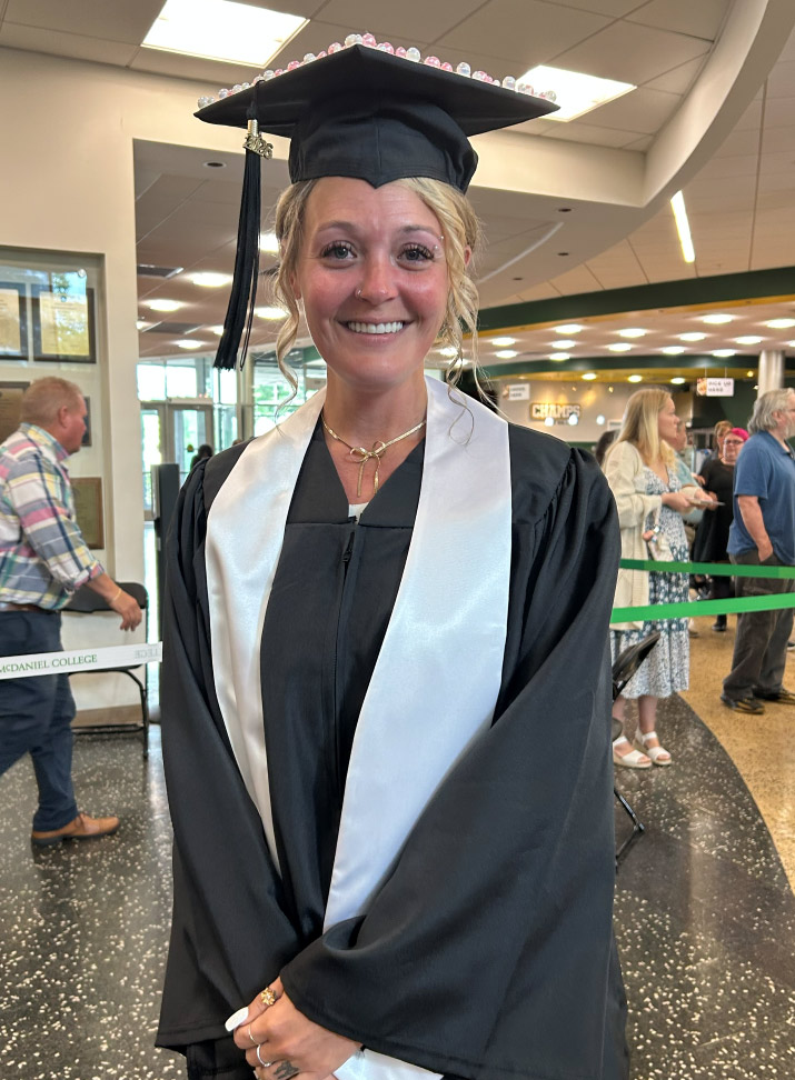 Image of Loribeth Eckard in her cap and gown.